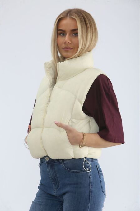 Ivory Lightweight Quilted Zip-Up Gilet