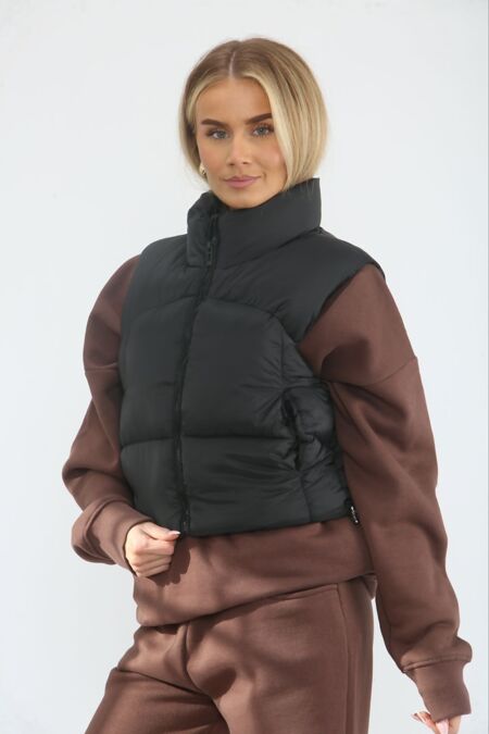 Black Lightweight Quilted Zip-Up Gilet