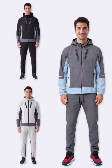 Color block Windbreaker Hooded Jacket & Jogger