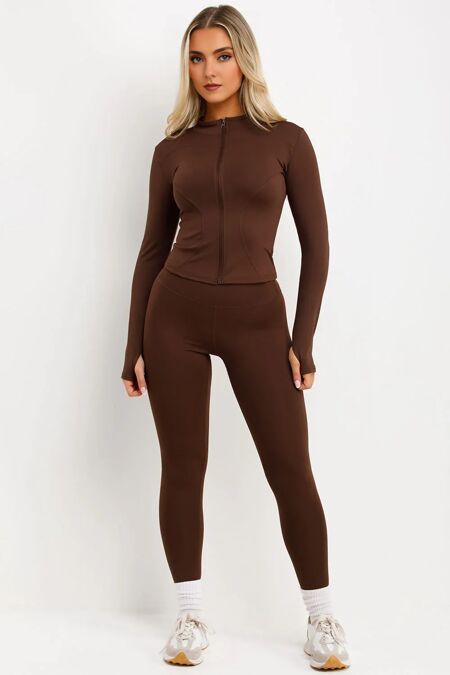 Chocolate Active Top And Legging Energy Gym Set