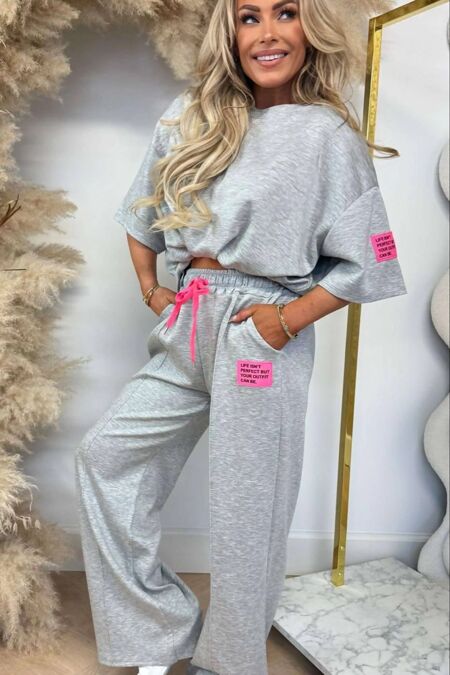 Graphic Badge Baggy T-Shirt With Wide Leg Trouser