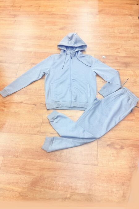 Grey Contrast Full-Zip Hooded Windbreaker Tracksuit