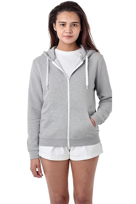 Grey With White Contrast Zipped Hoodie