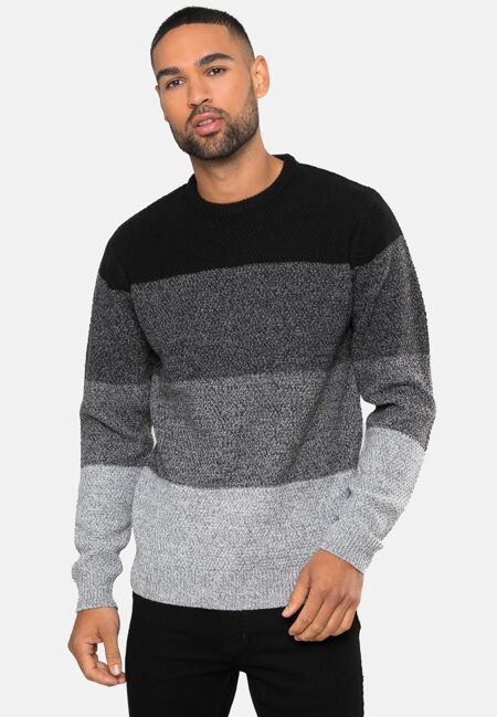 Black Color Block Crew Neck Knitted Jumper