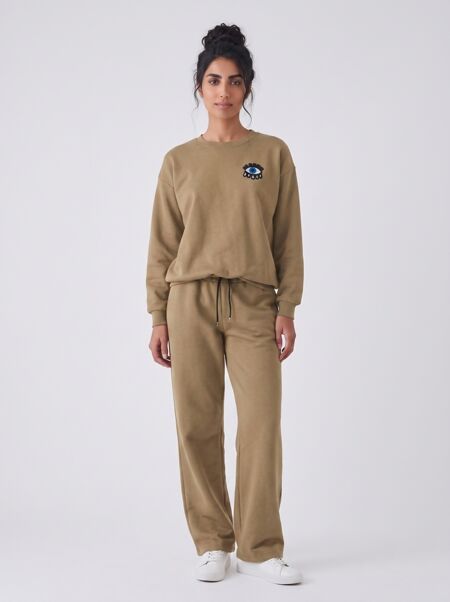 Eye Patch Sweatshirt & Drawstring Wide-Leg Pants Co-Ord Set
