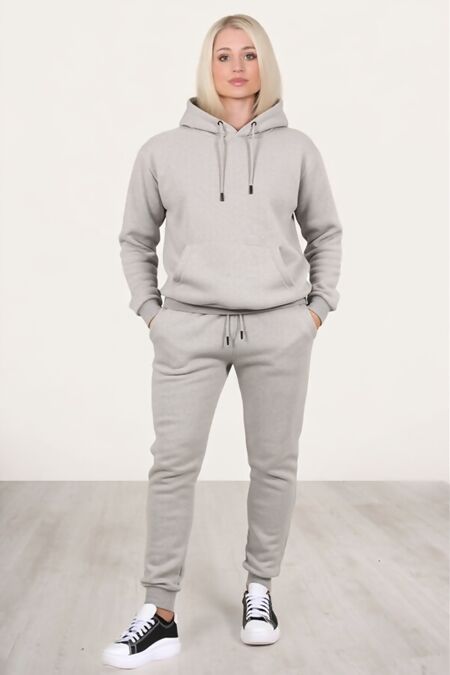 Grey Block Hem Zipper Pullover Skinny Tracksuit