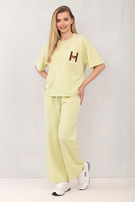 Oversized H-Buckle Detail Top With Wide Leg Trouser