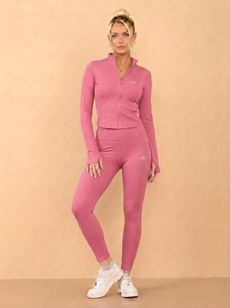 Pink Printed Active Top And Legging Energy Gym Set
