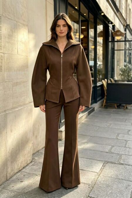 Flared Waist Flo Collar Jacket set