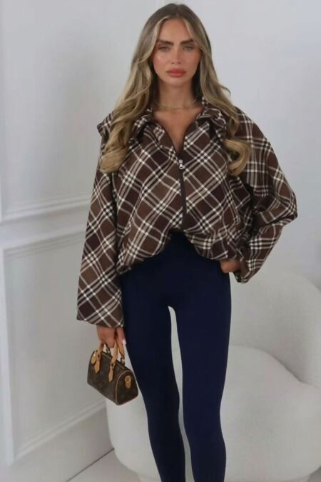 Chunky Check Zip Up Windbreaker Jacket
