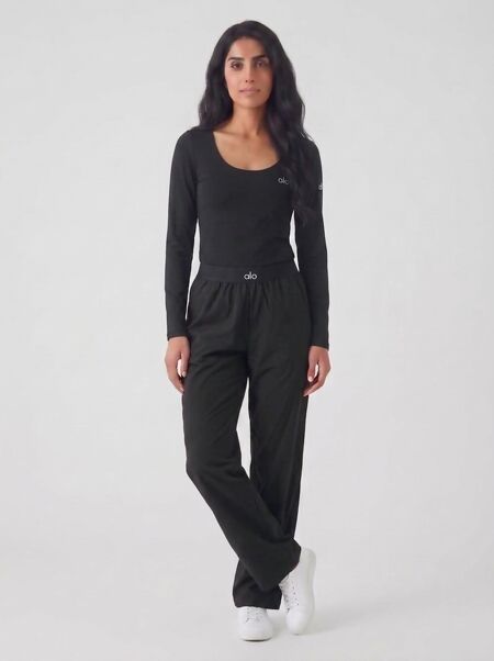 Black Wide Leg Trouser Long Sleeve Top Co-Ord Set 