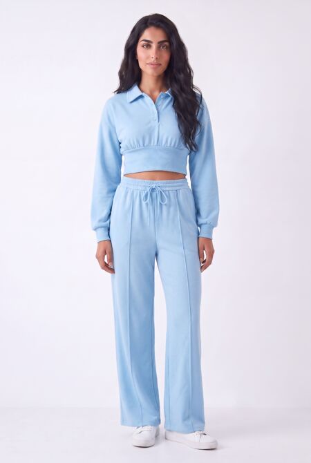 Cropped Corset Fit Sweatshirt With Single Seam Trouser