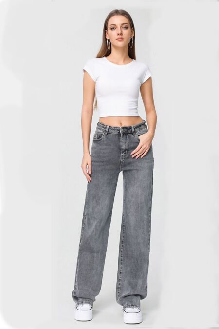 Dark Grey Light Wash Super Stretch Straight Leg Jeans