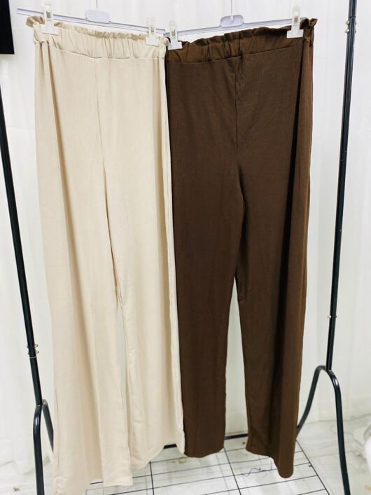 RIBBED PALAZZO TROUSERS