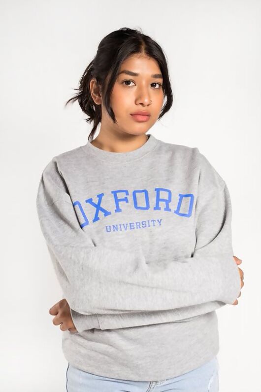 Wholesale Grey Oxford University Oversized Sweatshirt