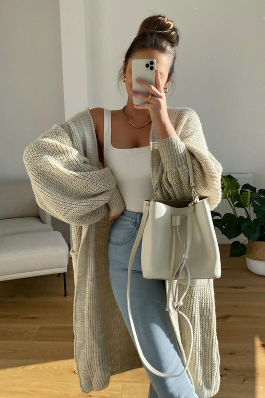 LOEWE Balloon Sleeves Cardigan wool Balloon Sleeve Long Sleeve Knit cardigan Sweater tops S540Y16K01 gray XS