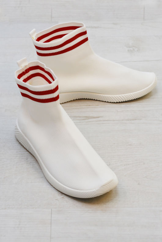 White Chunky Sole High Runner Sock Trainers