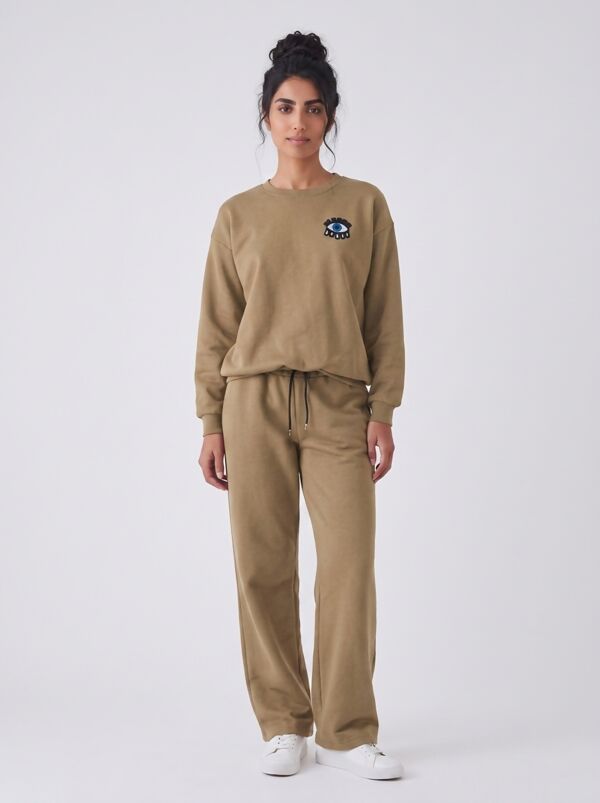 Eye Patch Sweatshirt & Drawstring Wide-Leg Pants Co-Ord Set