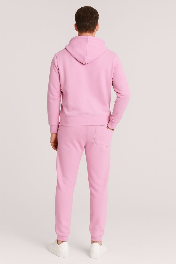 Pink Fleece Jogging Pockets Bottoms Plain Tracksuit