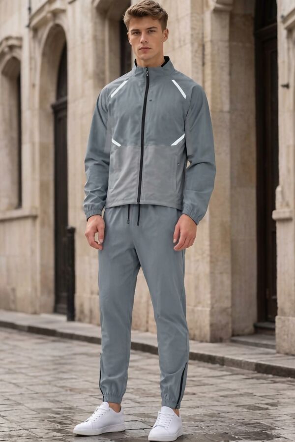 Black Colour Block High Vis Slim Fit Hooded Jacket & Joggers