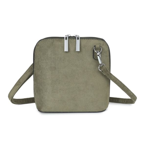 Soft Suede Effect Double Zip Crossbody Bag