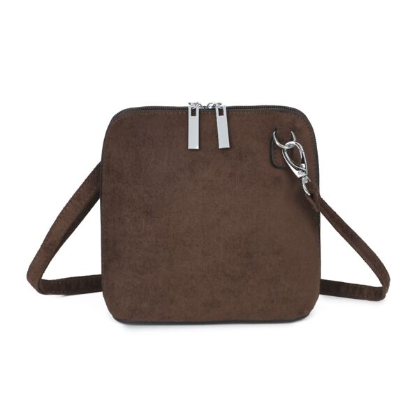 Soft Suede Effect Double Zip Crossbody Bag