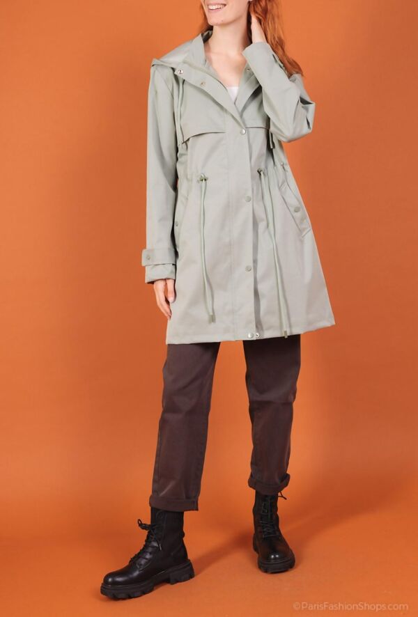 Sage Green Hooded Lightweight Waterproof Parka