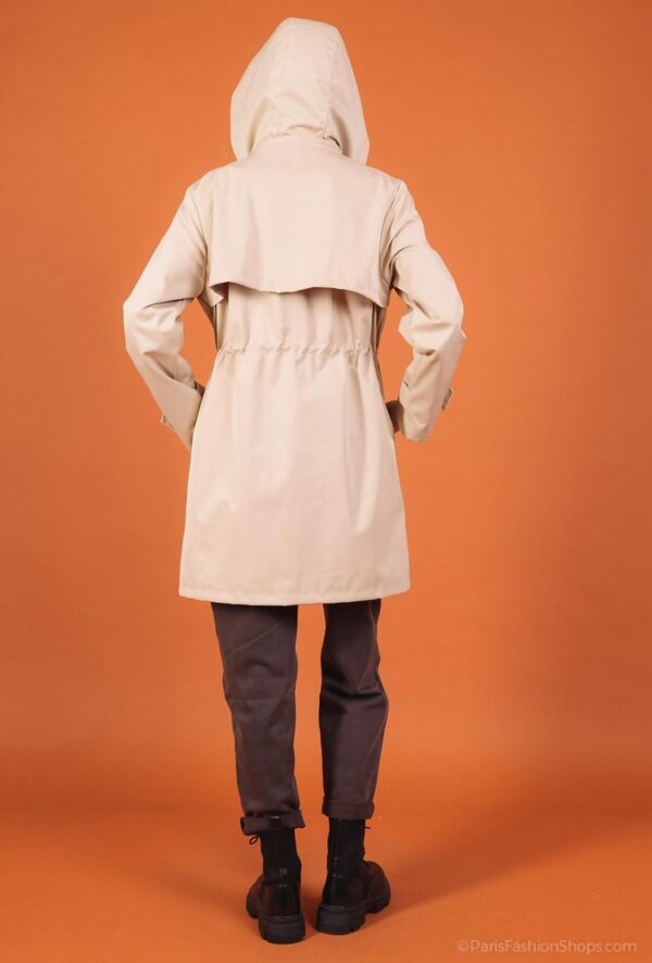 Beige Hooded Lightweight Waterproof Parka