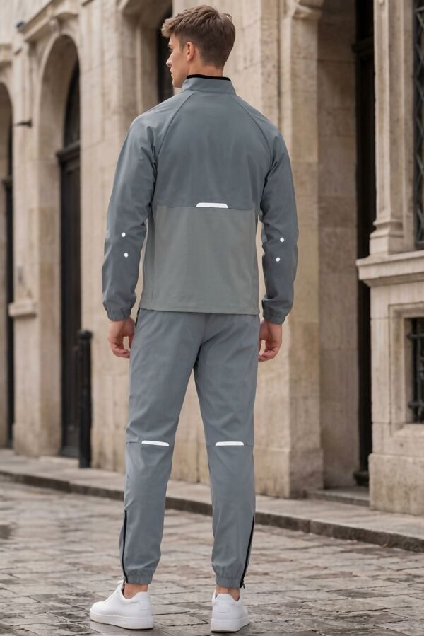 Grey Colour Block High Vis Slim Fit Hooded Jacket & Joggers