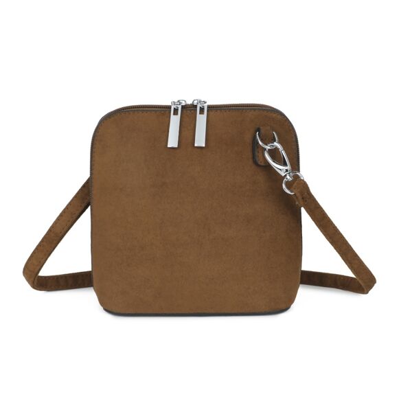 Soft Suede Effect Double Zip Crossbody Bag