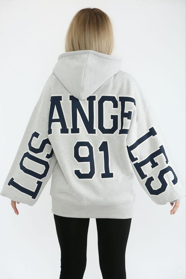 Bleach Grey Oversized Drop Shoulder Los Angeles 91 Hoodie