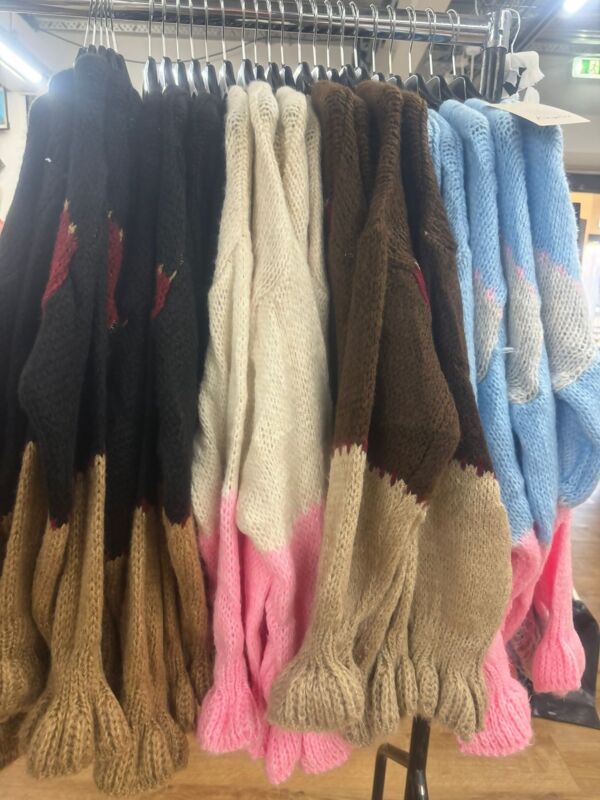 Block Colour Buttoned Front Knitted Cardigan