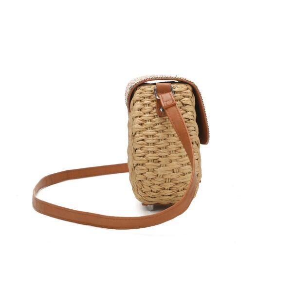 Beaded Straw Crossbody Bag