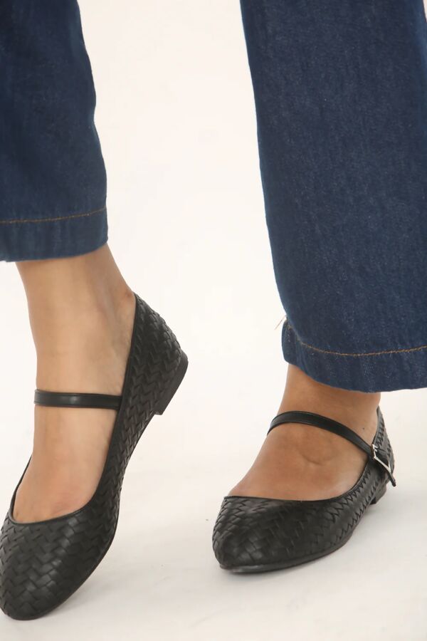 Black Woven Mary Jane Ballet
