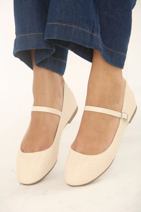 Nude Woven Mary Jane Ballet