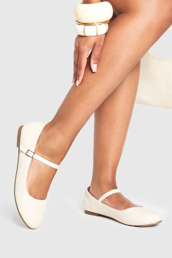 Nude Woven Mary Jane Ballet