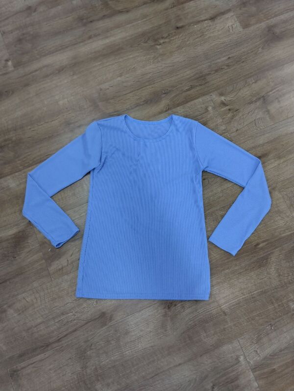 Sky Blue Basic Ribbed Top