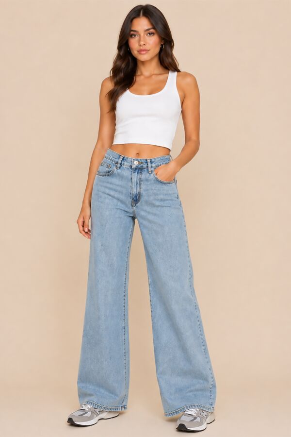 Light Blue Distressed Denim With Rhinestone Back Pocket Jean
