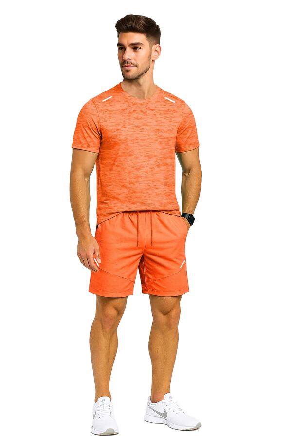 Orange Quick Dry Athletic T-Shirt With Running Short