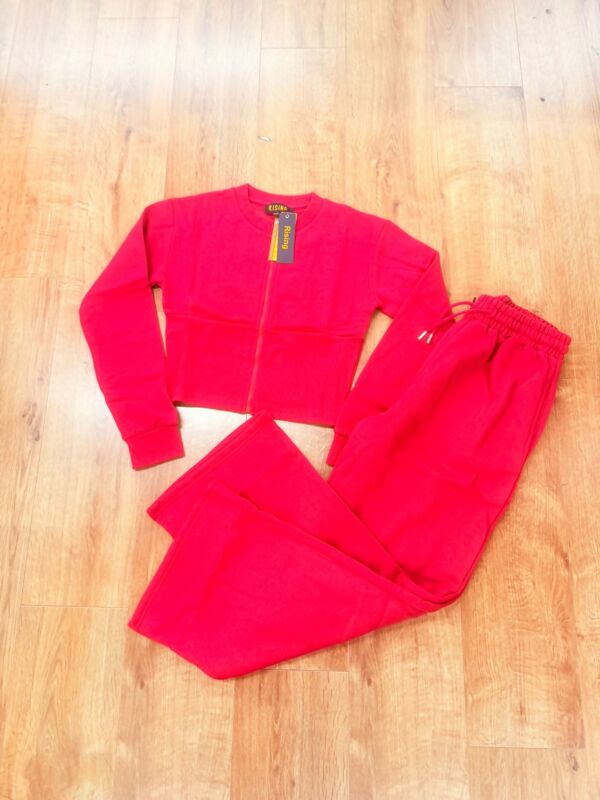 Red Corset Fit Sweatshirt With Straight Leg Trouser