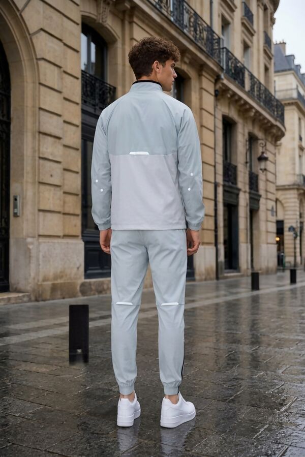 Grey Colour Block High Vis Slim Fit Hooded Jacket & Joggers