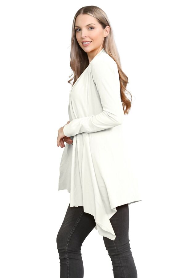 White Rib Waterfall Cardigan