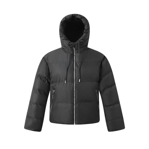 Black Short Insulated Hooded Puffer Coat
