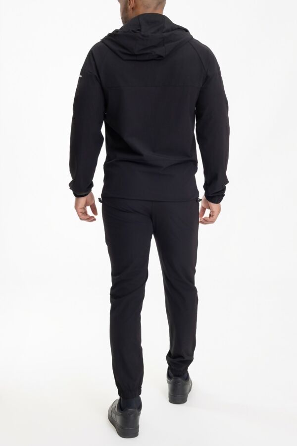 Black Softshell Hooded Windbreaker Jacket With Jogger