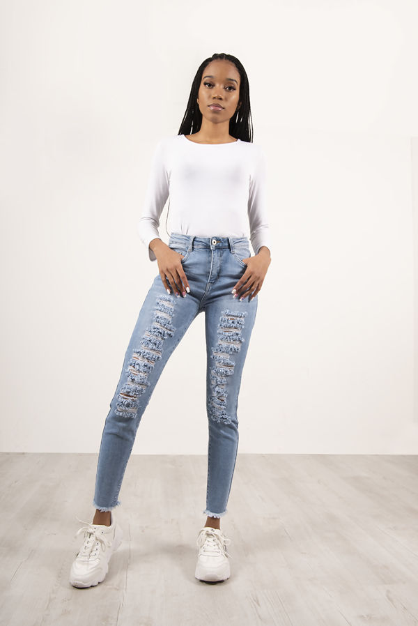 Extreme Ripped High Waist Skinny Jeans