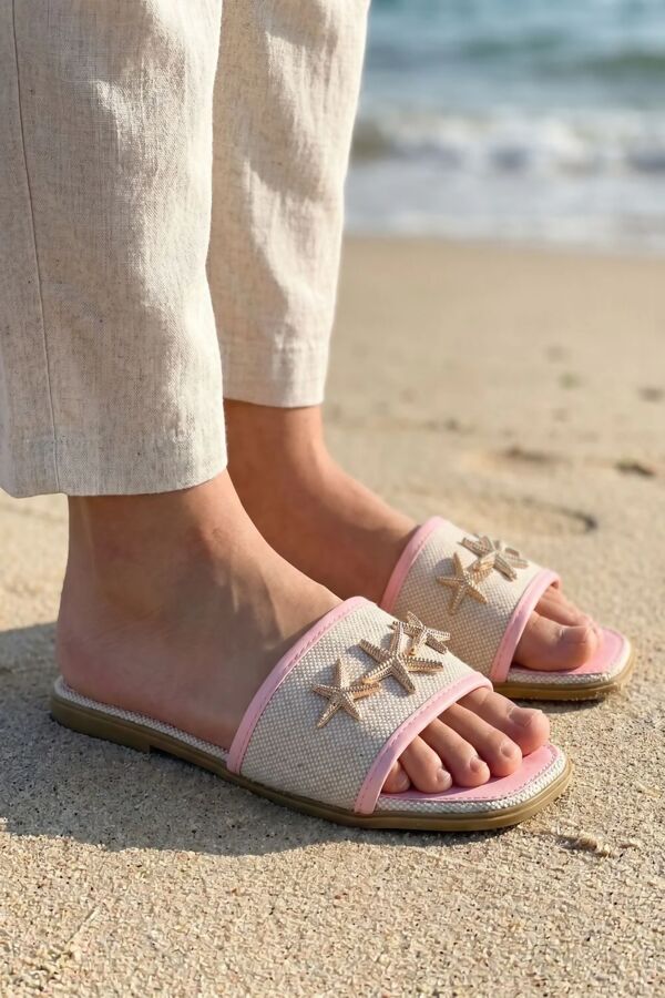 Pink Metallic Starfish Canvas Sliders