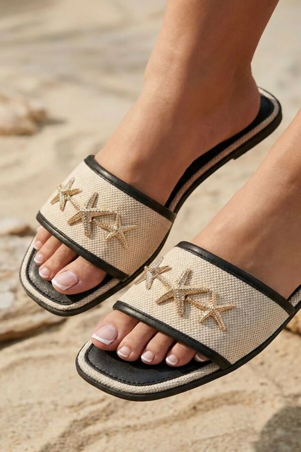 Black Metallic Starfish Canvas Sliders