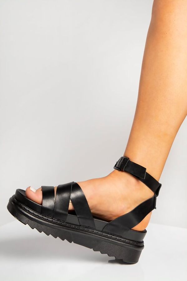 platform black chunky sandals