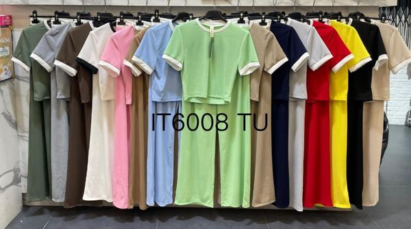 Contrast Waistband Trouser And Crop Top Co-Ord Set