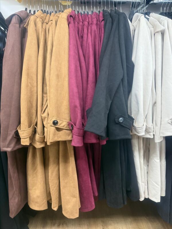 Elegant Suede Belted Trench Coat
